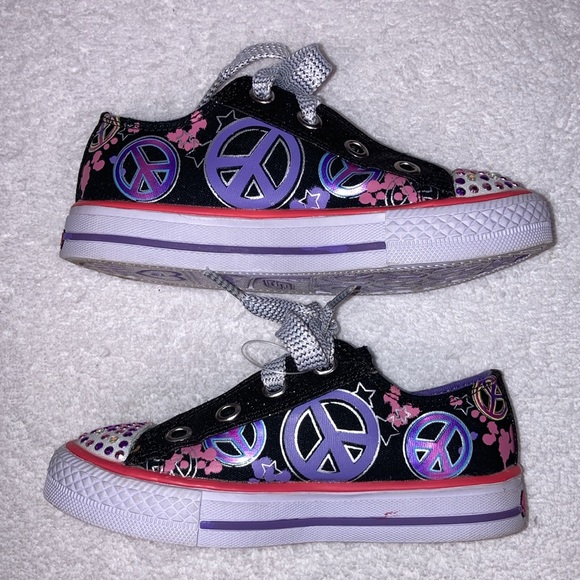 Skechers twinkle toes peace sign sneakers size 12 - Picture 3 of 8